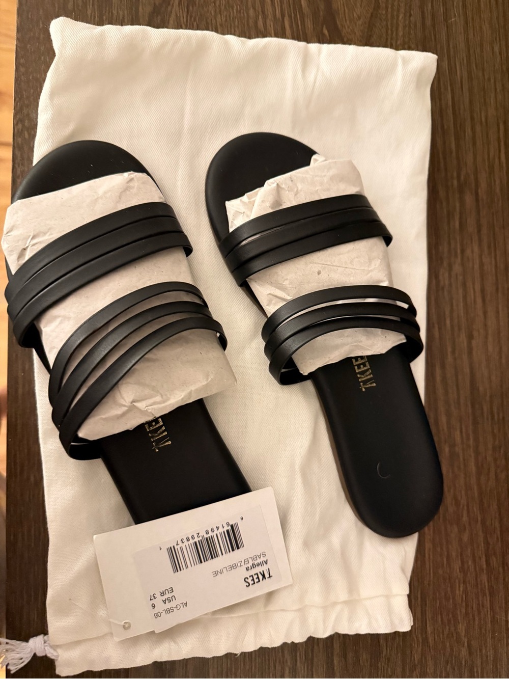 Tkees Allegra Black Strappy Slide Sandals BNWT